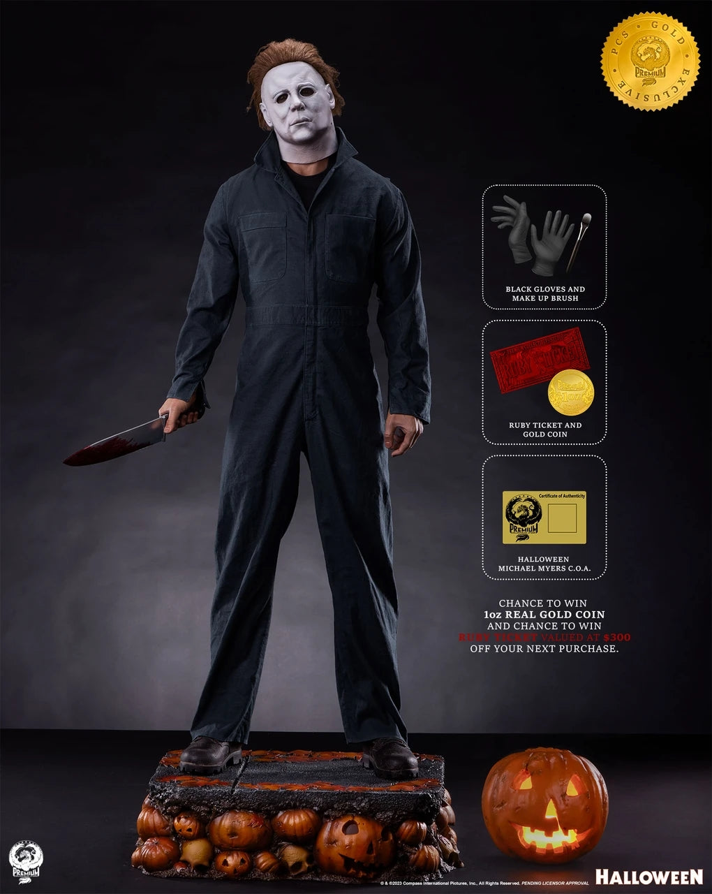 HALLOWEEN - STATUE DE MICHAEL MYERS - 1/2 - 103cm - GOLD EXCLUSIVE - PCS
