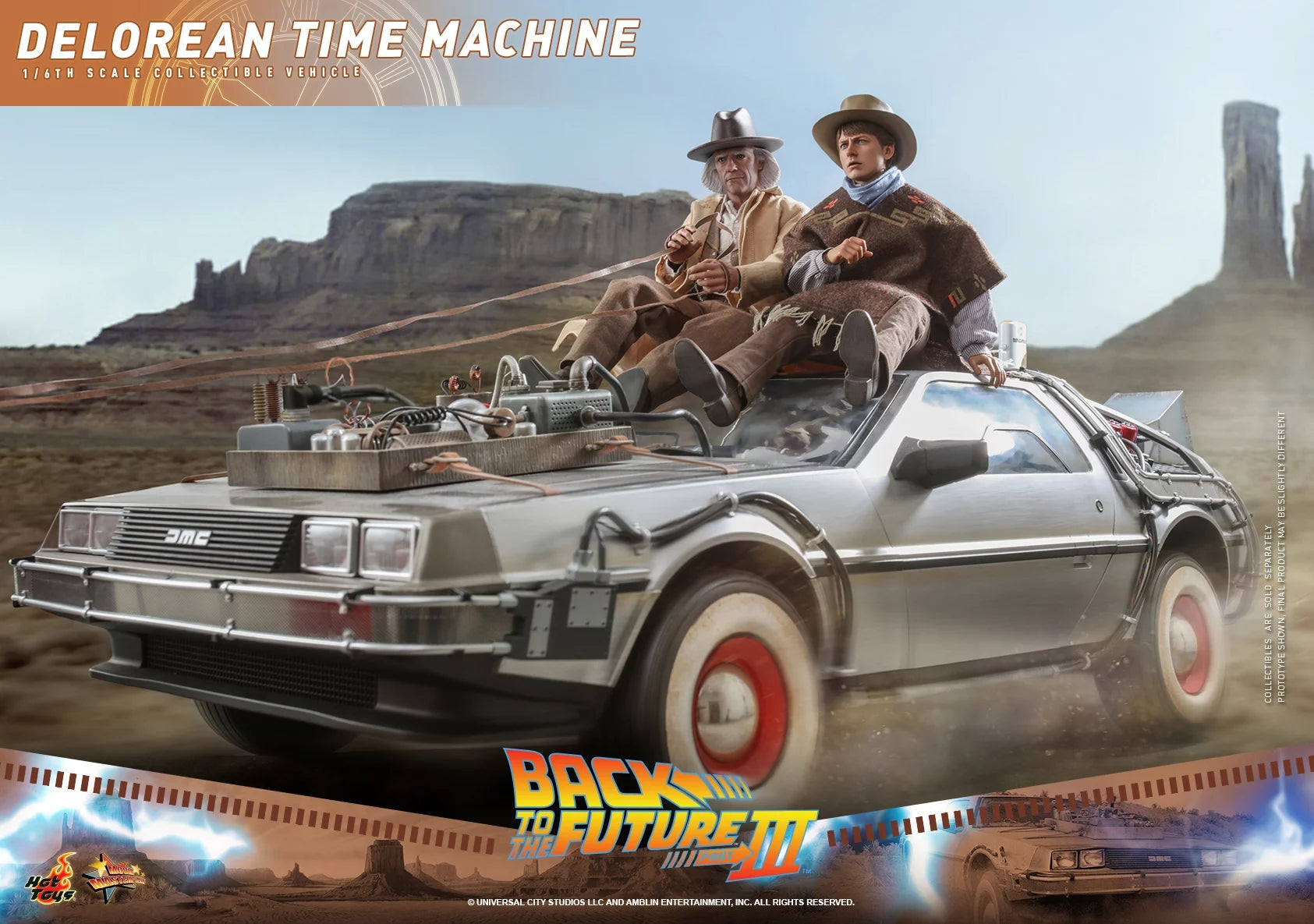 Hot Toys 1/6 MMS738 DeLorean, Time Machine Figurine de Retour vers le futur III