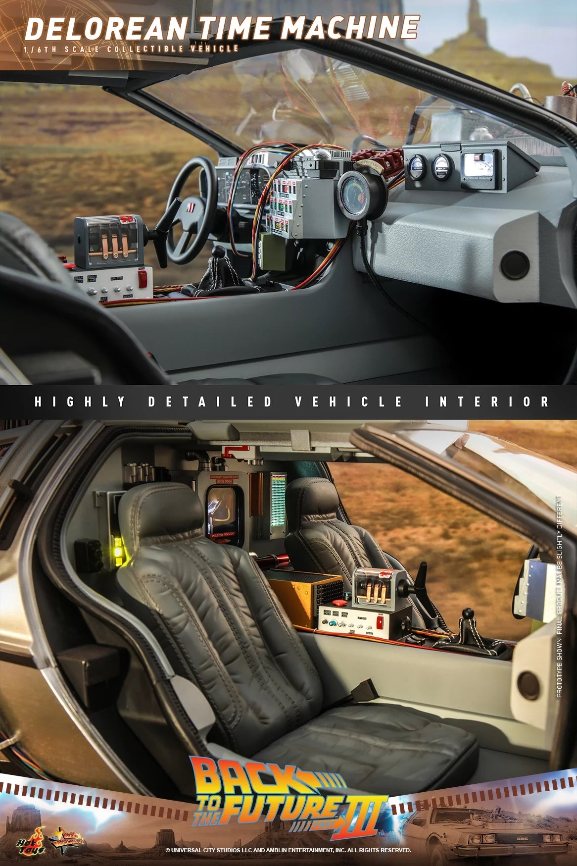 Hot Toys 1/6 MMS738 DeLorean, Time Machine Figurine de Retour vers le futur III