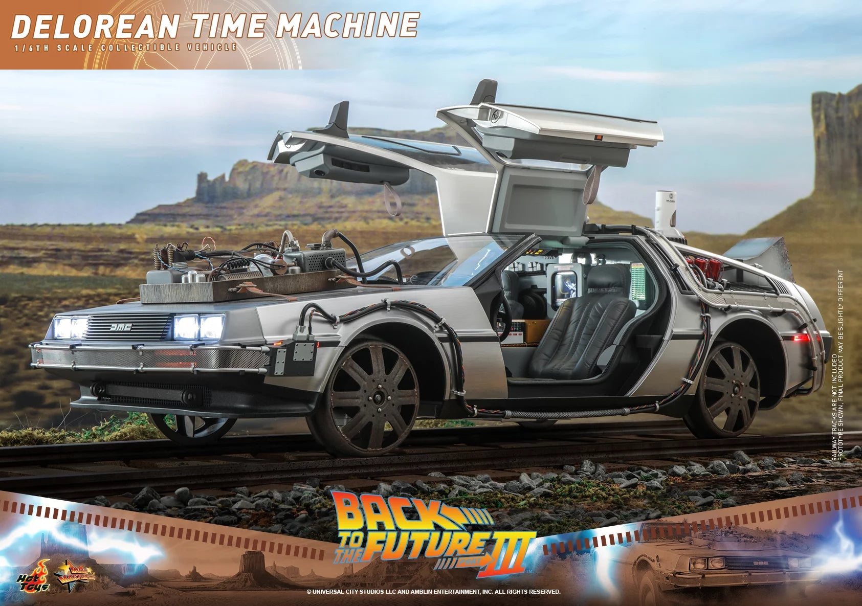 Hot Toys 1/6 MMS738 DeLorean, Time Machine Figurine de Retour vers le futur III